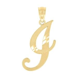 10kt 10k Yellow Gold Unisex Diamond-Cut Initial I Charm Pendant